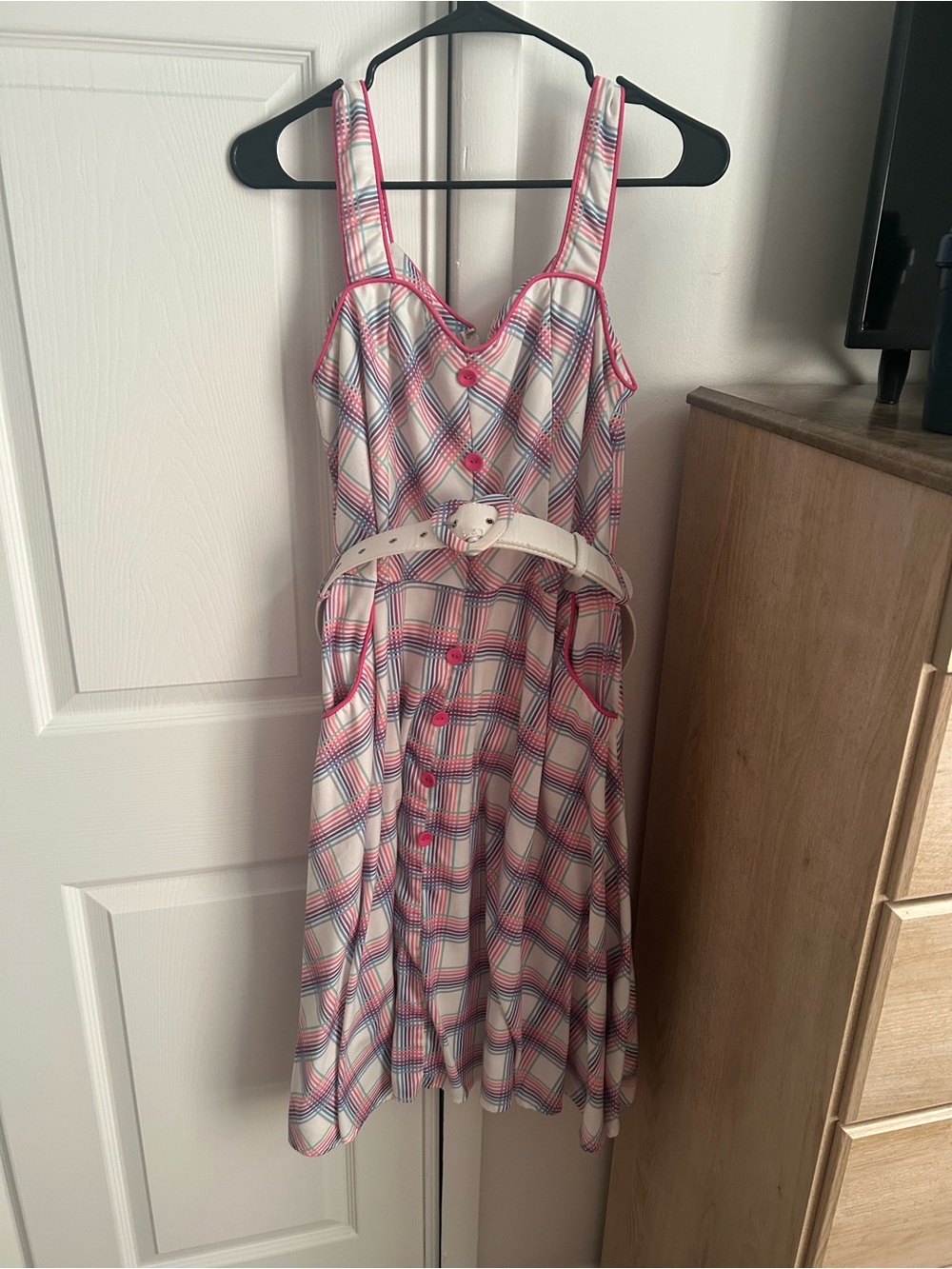 Voodoo Vixen Pink and Blue Plaid Dress